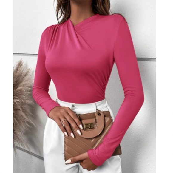 Luxe asymmetrical neck wrap detail top - Picture 12 of 15